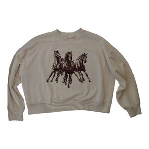 Joe Fresh Cream Sweatshirt with Horse Design